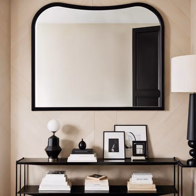 Home Garden Direct Garda Irregular Modern Wall Mirror, Black, W: 80 cm, H: 65 cm