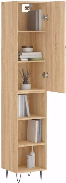 Berkfield Home Sonoma Oak Highboard in Brown and Beige, W/D/H: 34.5 x 34.0 x 180.0 cm – 1