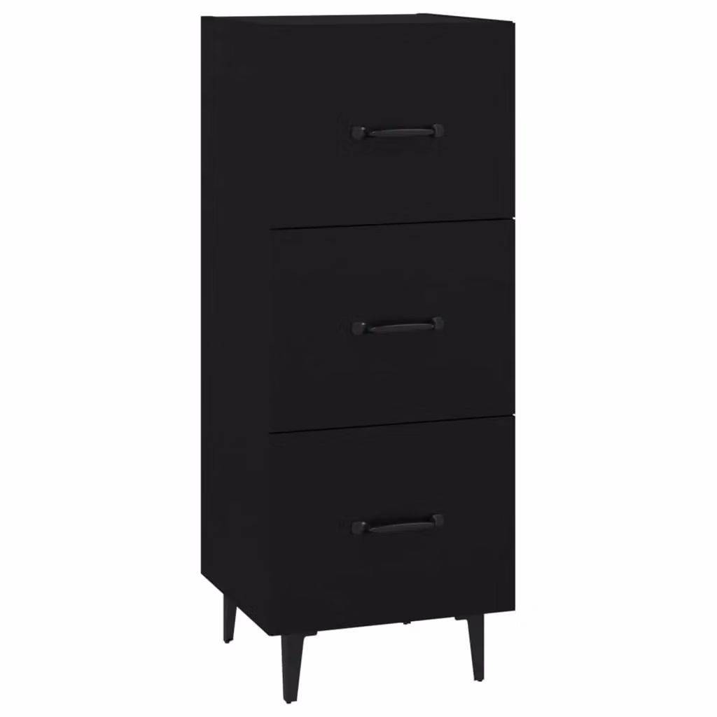 Berkfield Home Black Matt Classic Sideboard in Engineered Wood W/D/H: 34.5 x 34 x 90 cm – 2