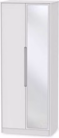 Welcome Monaco Modern 2 Door Tall Mirrored Double Wardrobe in White