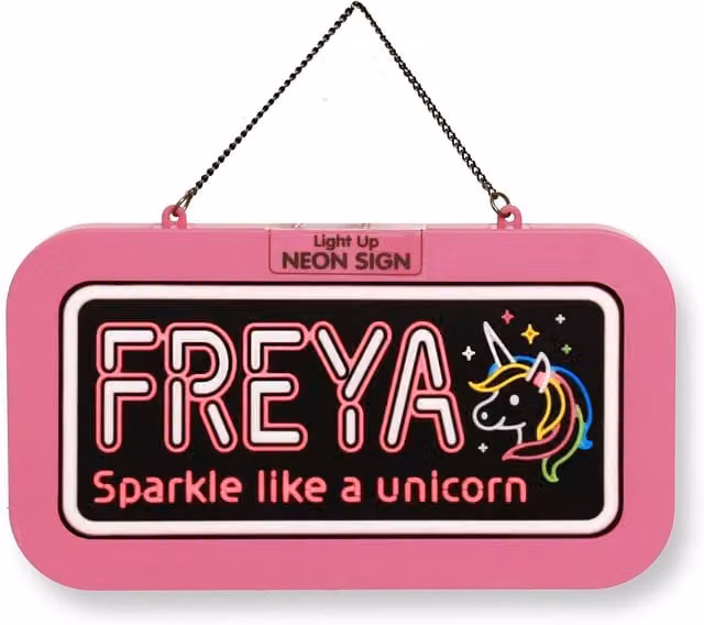 History & Heraldry Freya Pre-personalised Light-Up Neon Bedroom Sign in Pink