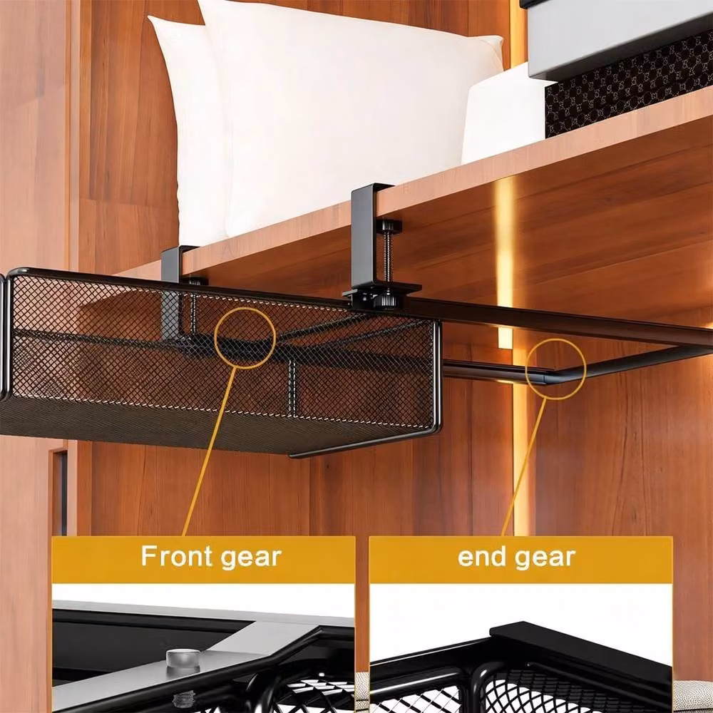 VOGREX 2-Piece Set of Black Metal Concealed Under Desk Storage Drawers – 4