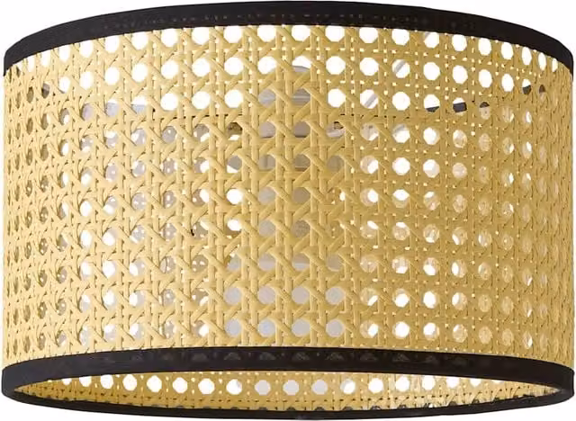 ValueLights Reni Boho Cylinder Rattan Lampshade in Beige and Yellow