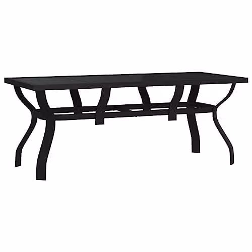 vidaXL Extendable Rectangular Garden Table in Black Powder Coated Steel and Glass, W/D/H: 180 x 80 x 70 cm