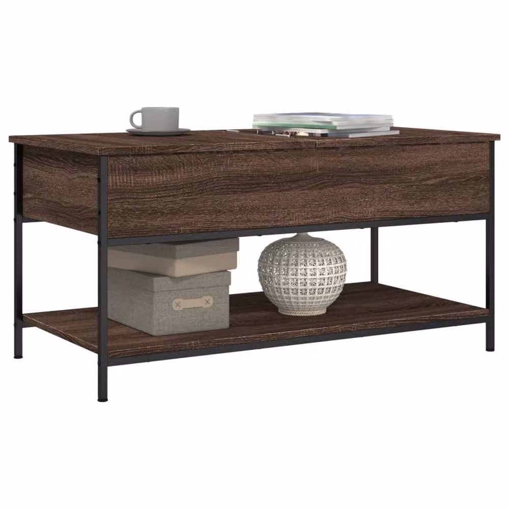 Berkfield Home Brown Oak Coffee Table with Lift Mechanism, W/D/H: 100 x 50 x 50 cm – 4