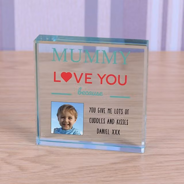 Uniqueful Personalised Love You Because Glass Token for Mum in Transparent and Beige