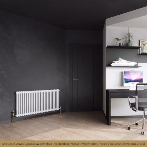 UK Radiators Horizontal White 2 Column Steel Radiator, W: 116.4 cm, H: 60.0 cm – 2