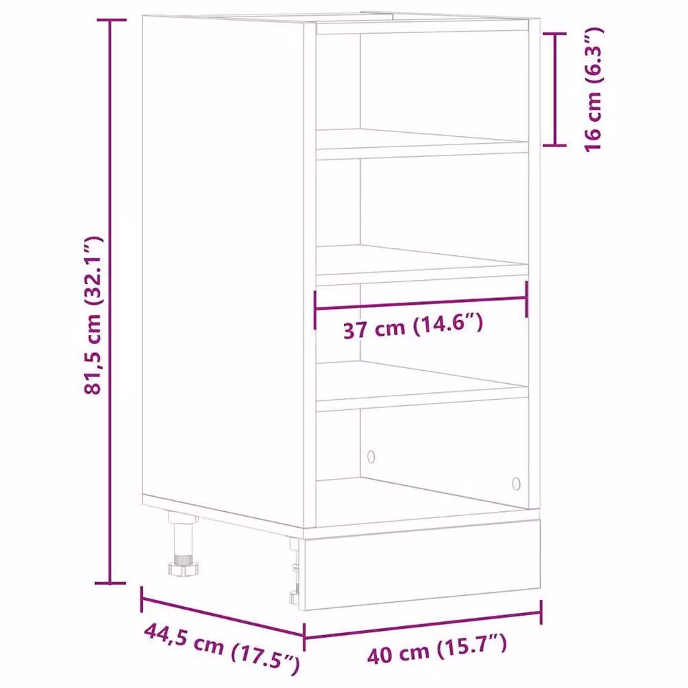Berkfield Home Grey Sonoma Modern Kitchen Base Unit with Hinged Doors, W/D/H: 40 x 44.5 x 81.5 cm – 4