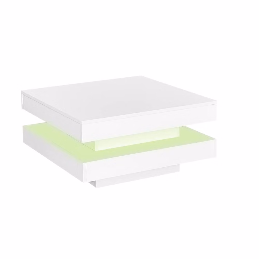 BTM Square LED Coffee Table with 360 Degree Rotating Top in White, W/D/H: 70 x 70 x 36 cm – 4
