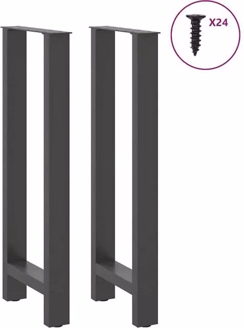 Berkfield Home Modern Coffee Table Legs in Anthracite Steel, 2 pieces, H: 50 cm, W: 100-101 cm