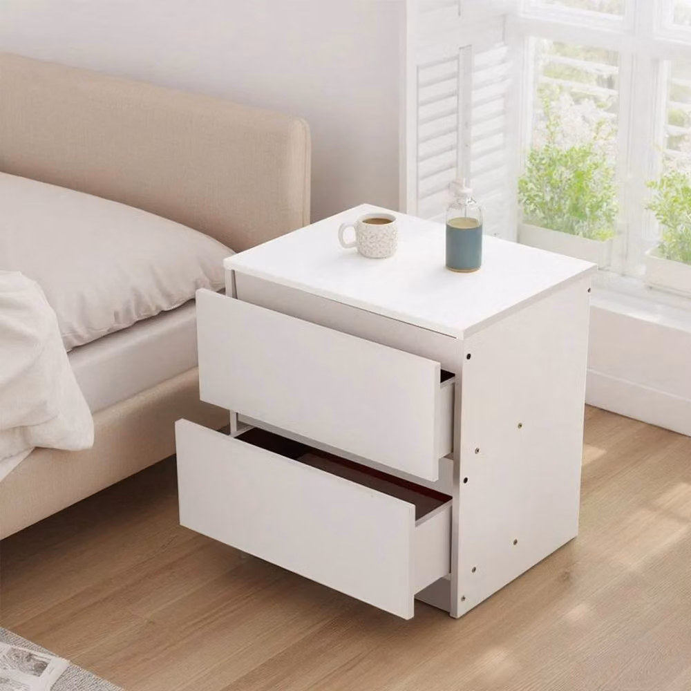 FORGEVIO White 2 Drawer Bedside Table Cabinet – 3