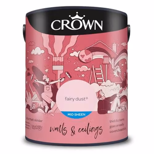 Crown Fairy Dust Pink Walls and Ceilings Mid Sheen Emulsion 5 l
