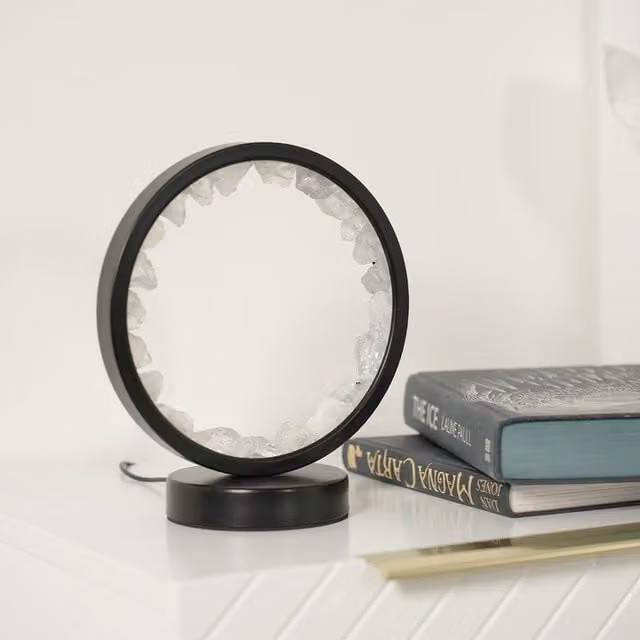 ValueLights Natural Crystal Wellness Table Lamp in Black