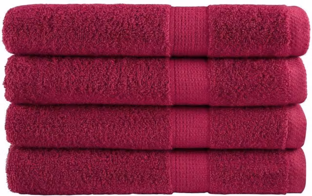 Berkfield Home SOLUND Premium Cotton Terry Towel Set, 4 Pieces, Red, W: 100 cm, L: 200 cm, 600gsm – 1