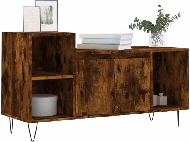 Berkfield Home Smoked Oak TV Cabinet in Brown, W/D/H: 100 x 35 x 55 cm