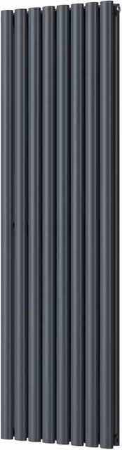Omeara Anthracite Horizontal Double Panel Radiator with Feet, W: 1600 mm, H: 464 mm