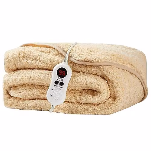 Cozy Night Electric Heated Sherpa Fleece Throw Blanket in Grey Sand, W/D/H: 160 x 120 cm – 1