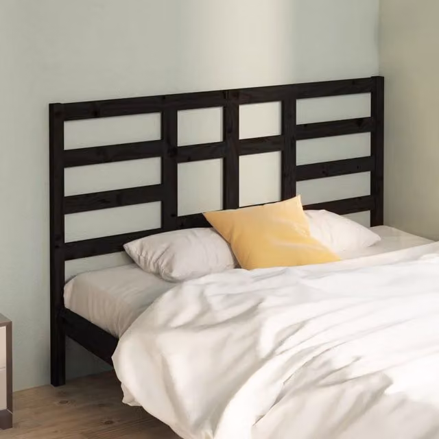 Berkfield Home Rustic Black Solid Pine Wood Bed Headboard W/D/H: 146 x 4 x 104 cm