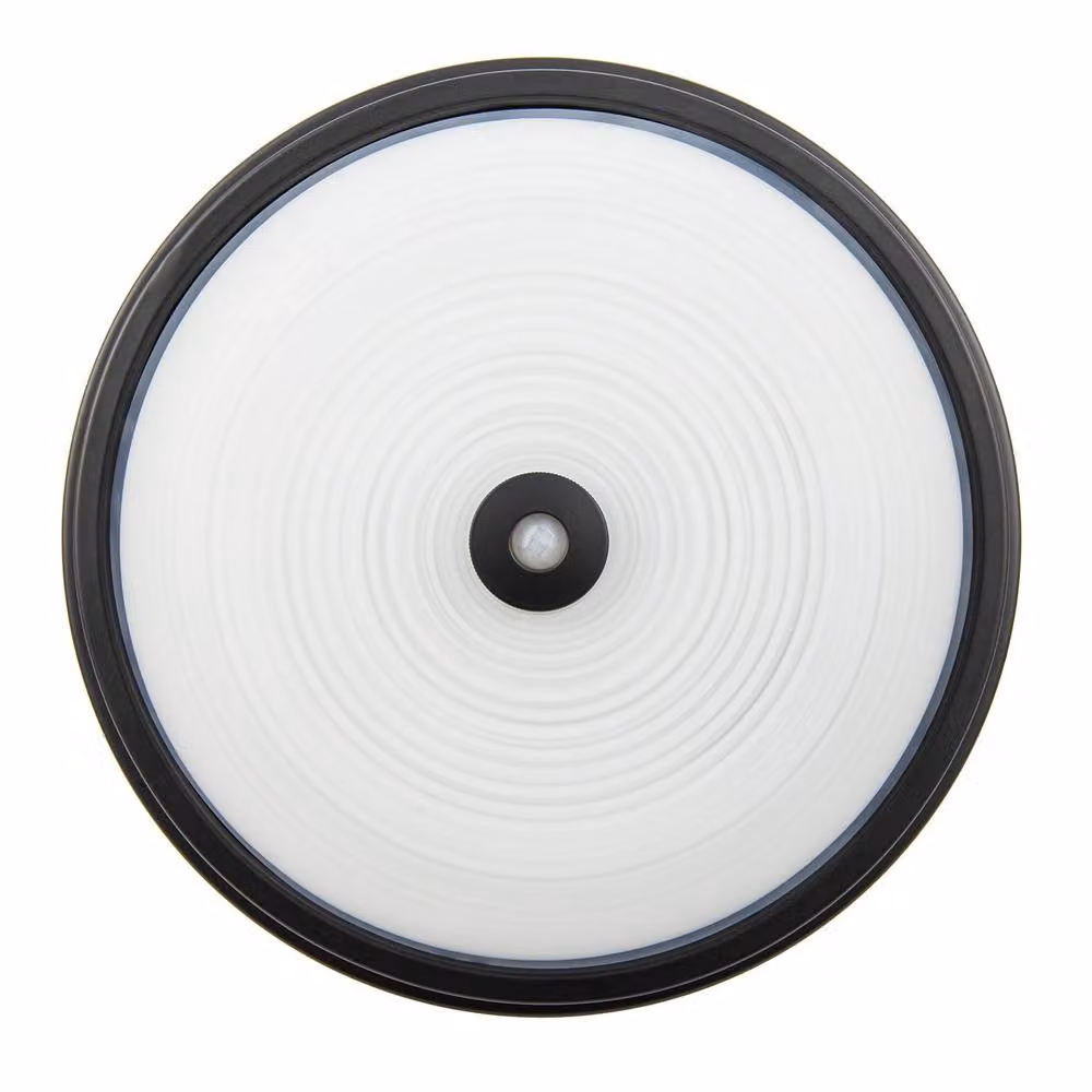 Happy Homewares Black IP44 Round Glass Ceiling Light Fitting with Motion, Timer and Dusk Sensors – 4