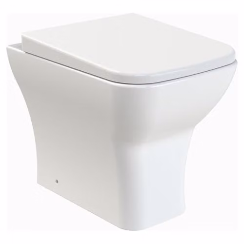 nuie NCG406 Ava Modern White Ceramic Back to Wall Pan and Soft Close Seat, W: 41.0 cm, D: 36.5 cm, H: 50.0 cm