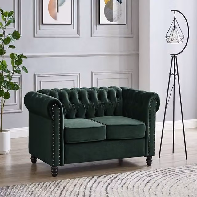 Home Detail Chester 2 Seater Green Velvet Chesterfield Sofa with Sleeping Function – 1