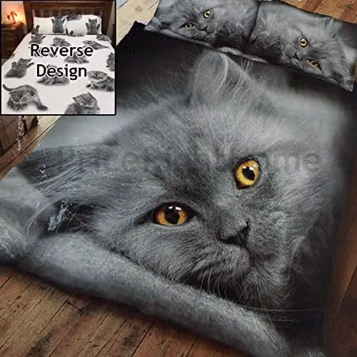 Gaveno Cavailia Wildlife 3D Cat Bed Set with Duvet Cover and Pillowcase, Multicolour, W: 180 cm, H: 200 cm, Polyester-Cotton Blend