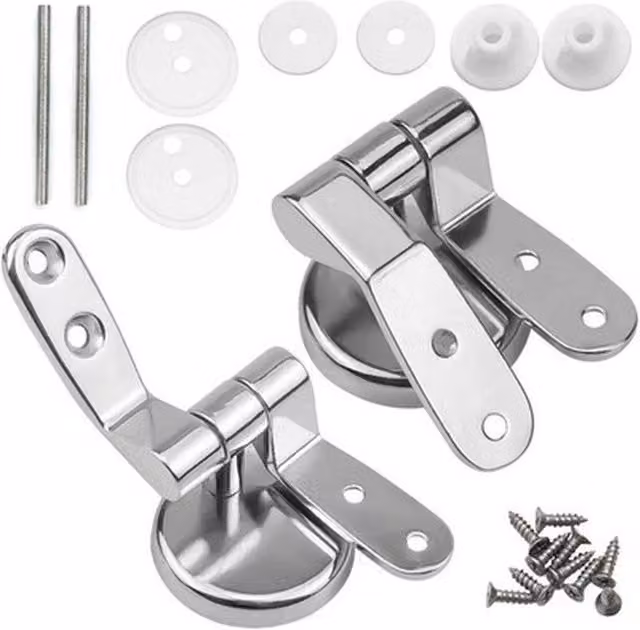 NESTLUNE Chrome Toilet Seat Hinges in Silver (Pack of 2)