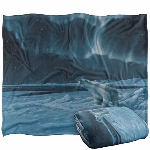 Wild Wings Polar Night Light 2 Silky Touch Super Soft Fleece Throw Blanket in White, W/D/H: 152 x 127 cm – 1