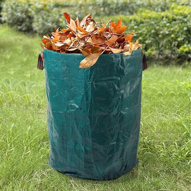 Livingandhome 3 Pack Woven Thickened Garden Waste Bags, Green, 300l