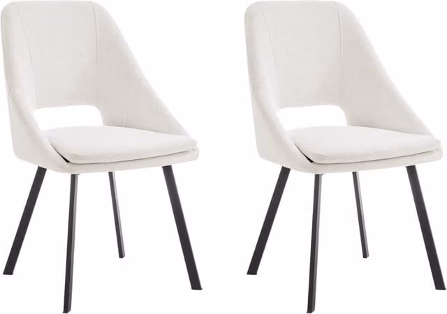Home Detail Billie Dining Chair Set of 2, Grey Velvet with Ivory Fabric and Metal Legs