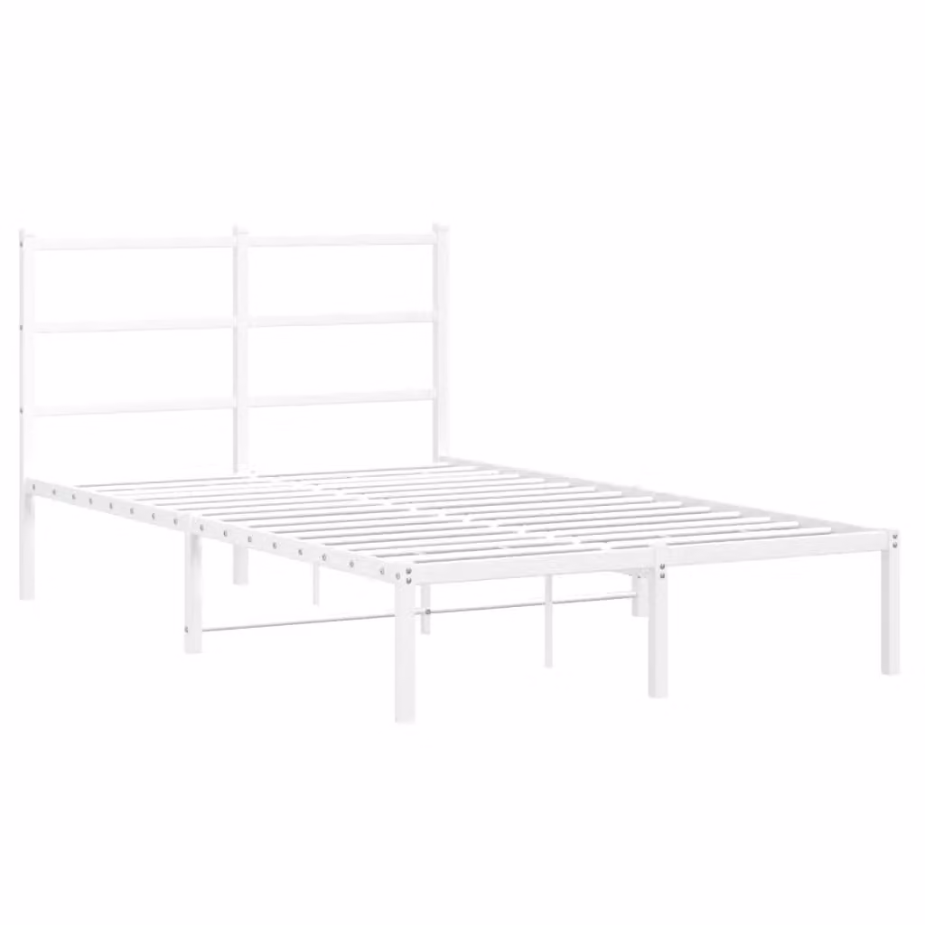 Berkfield Home Metal Bed Frame with Headboard in White, W/D/H: 120 x 190 cm – 2