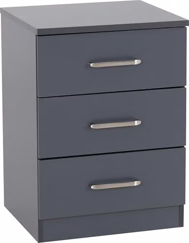 Seconique Dakota 3 Drawer Bedside Table in Dark Grey, W/D/H: 40 x 36 x 55 cm – 1
