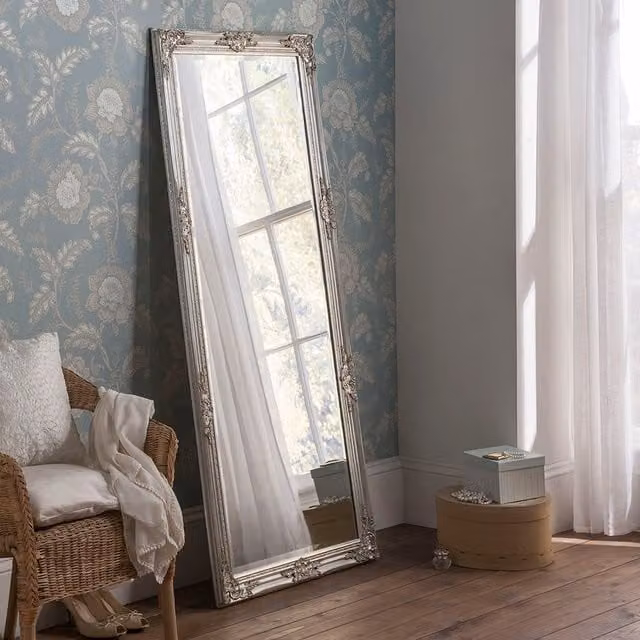Yearn Decorative Silver Full Length Rectangular Hanging Mirror, W: 74 cm, H: 163 cm