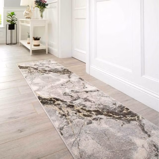 The Rug House Modern Stone Look Rectangular Area Rug, Grey, W: 240 cm, D: 60 cm