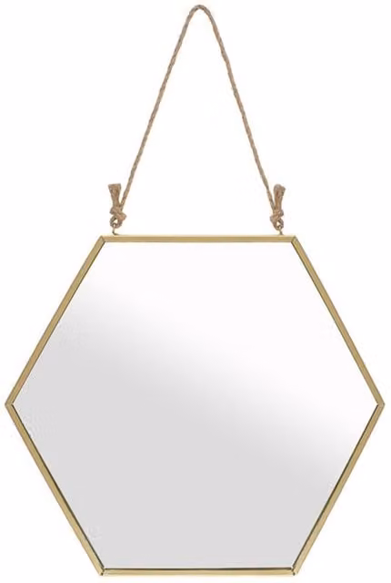 KDMK Large Gold Geometric Wall Mirror with Metal and Glass Details