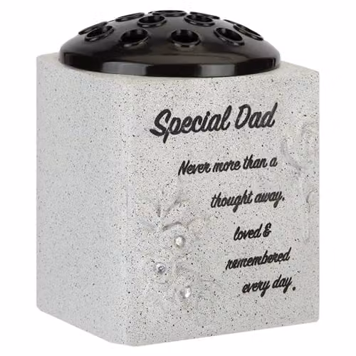 VFM e-Store Memorial Flower Pot Ornament, Grey, W/D/H: 14 x 13.5 x 13.5 cm