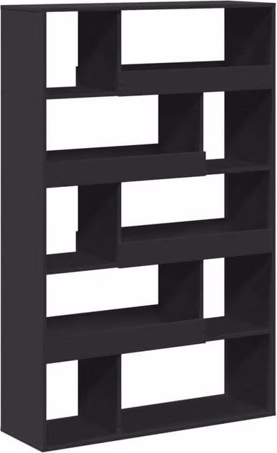 Berkfield Home Black Straight Room Divider with Media Compartments, W/D/H: 100 x 33 x 156.5 cm – 1