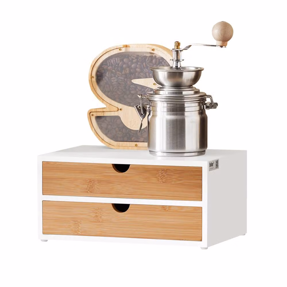 SoBuy Coffee Capsule Holder with Bamboo Drawers in White – 2