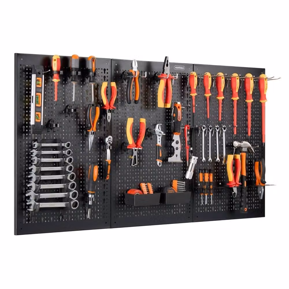 VonHaus 45pc Wall Mounted Tool Pegboard Storage Set for Shed and Garage, Black – 2