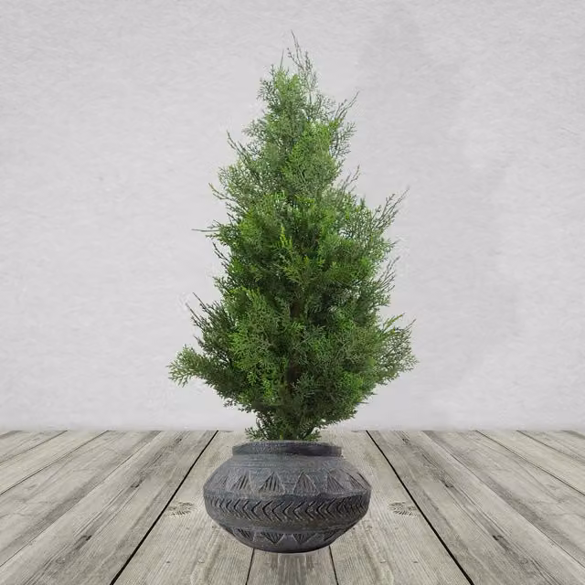 Leaf Gliese Large Composite Triangle Planter in Grey, Rustic Geometric Design, W/D/H: 40 x 40 x 40 cm