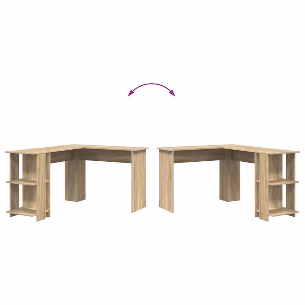 Berkfield Home Modern Corner Desk with Storage in Sonoma Oak and Light Brown, W/D/H: 140 x 113.5 x 75 cm – 3