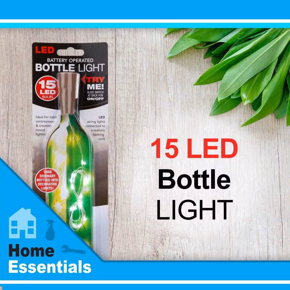 VFM e-Store White Mini LED Bottle Lights with Cork Stopper, 15 Battery Operated LEDs – 2