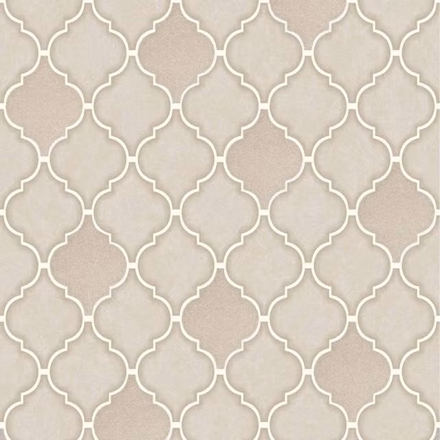 Holden Decor Retro Trellis Tile Ogee Geometric Vinyl Wallpaper in Beige