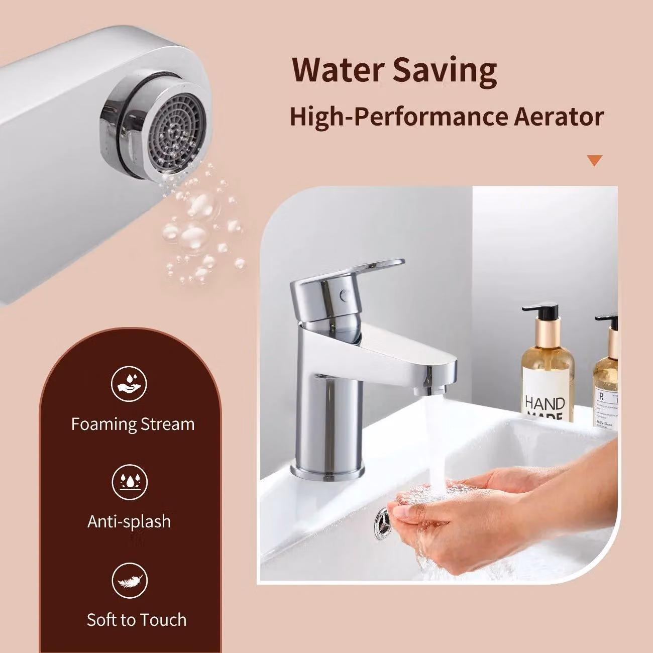BATHWEST Single Lever Basin Mixer Tap in Brushed Chrome Silver – 3