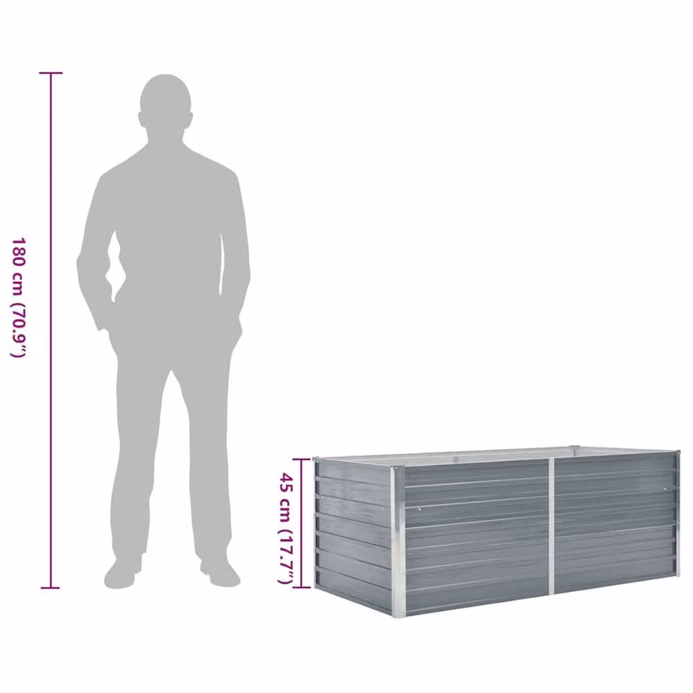 Berkfield Home Raised Garden Bed in Grey Galvanised Steel, W: 160 cm, D: 80 cm, H: 45 cm – 3