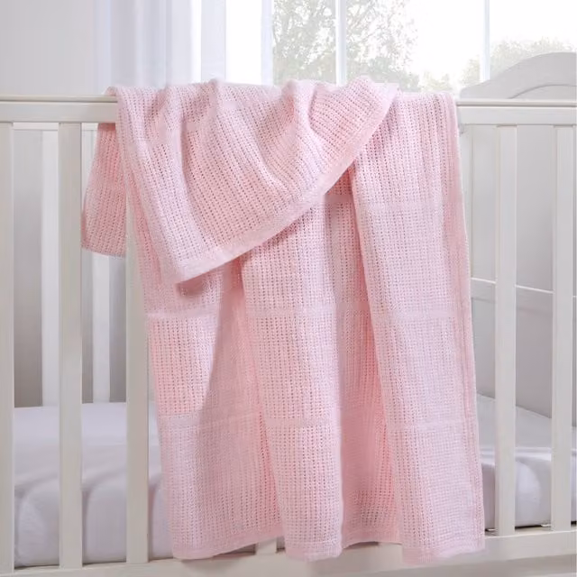 Clair De Lune Pink Cotton Cellular Baby Blanket