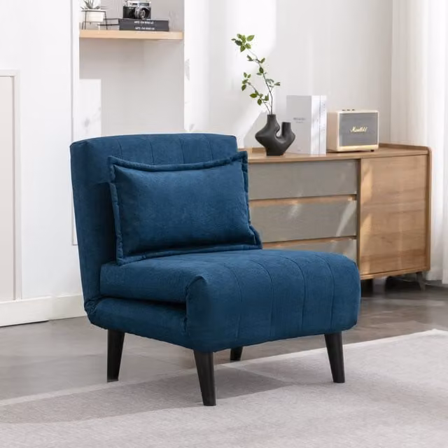 More4Homes Harper Folding Clic Clac Fabric Lounge Futon Sofa Bed in Blue
