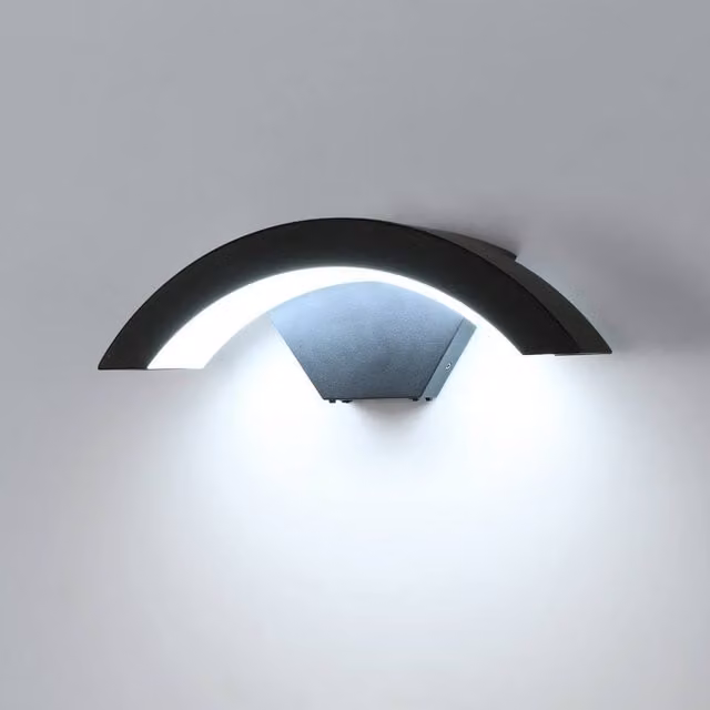 Pheashine U-Shaped LED Outdoor Wall Light, 24W Cool White, Black Aluminium