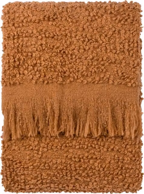 Ulsmere Boucle Fringed Throw in Orange and Brown