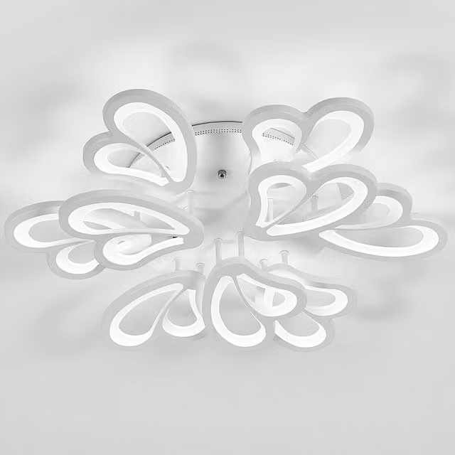 Living Star Contemporary Flower-Like LED Semi Flush Ceiling Light in White